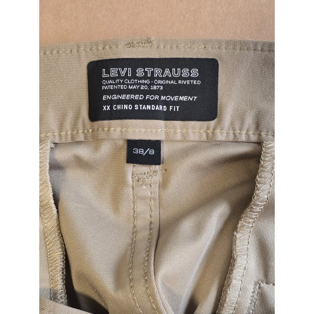 😀Levi Strauss XX Chino Standard Fit Shorts Mens 38 Tan Khaki Flat Front Stretch - Picture 13 of 16